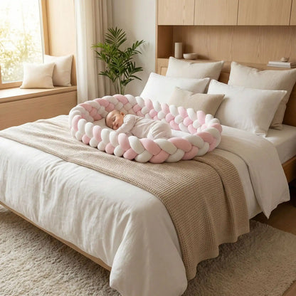 Tresse de lit bébé  | Rose  blanc
