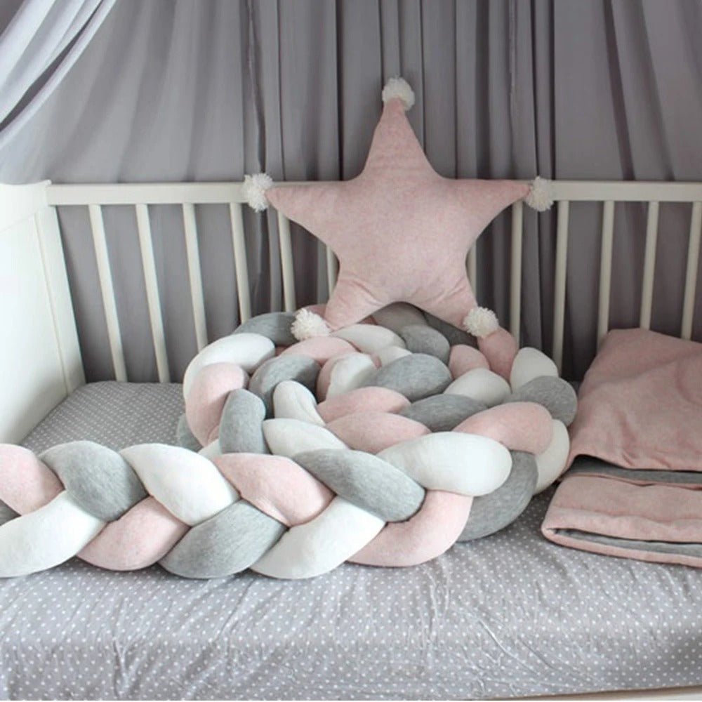 Tour de lit tressé - Rose Gris Blanc - Univerdesenfants