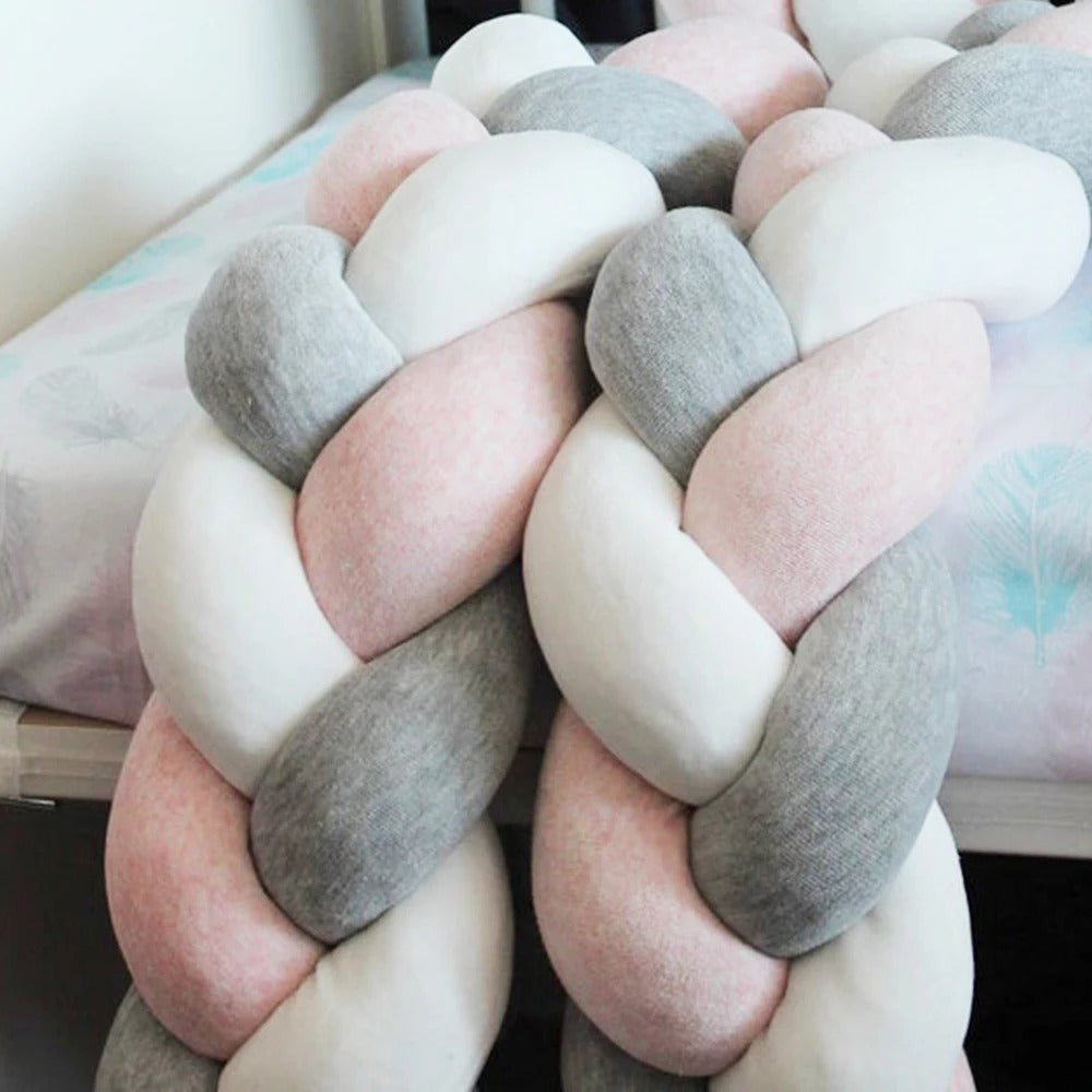 Tour de lit tressé - Rose Gris Blanc - Univerdesenfants
