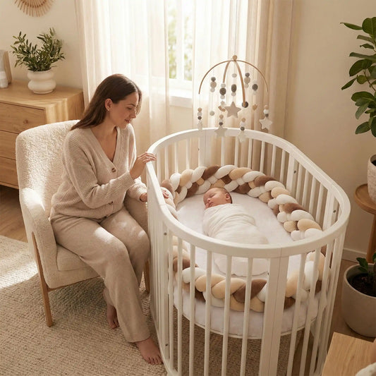 Tresse de lit bébé | Marron-Blanc