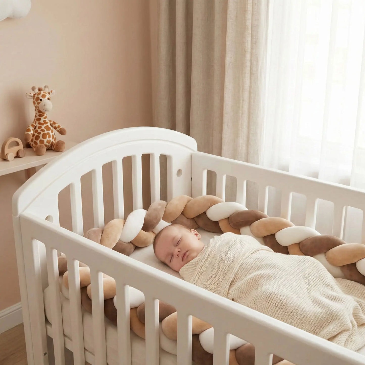 Tresse de lit bébé | Marron-Blanc