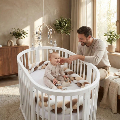 Tresse de lit bébé | Marron-Blanc