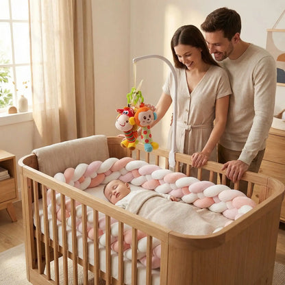 Tresse de lit bébé  | Rose  blanc