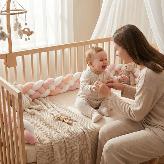 Tresse de lit bébé  | Rose  blanc