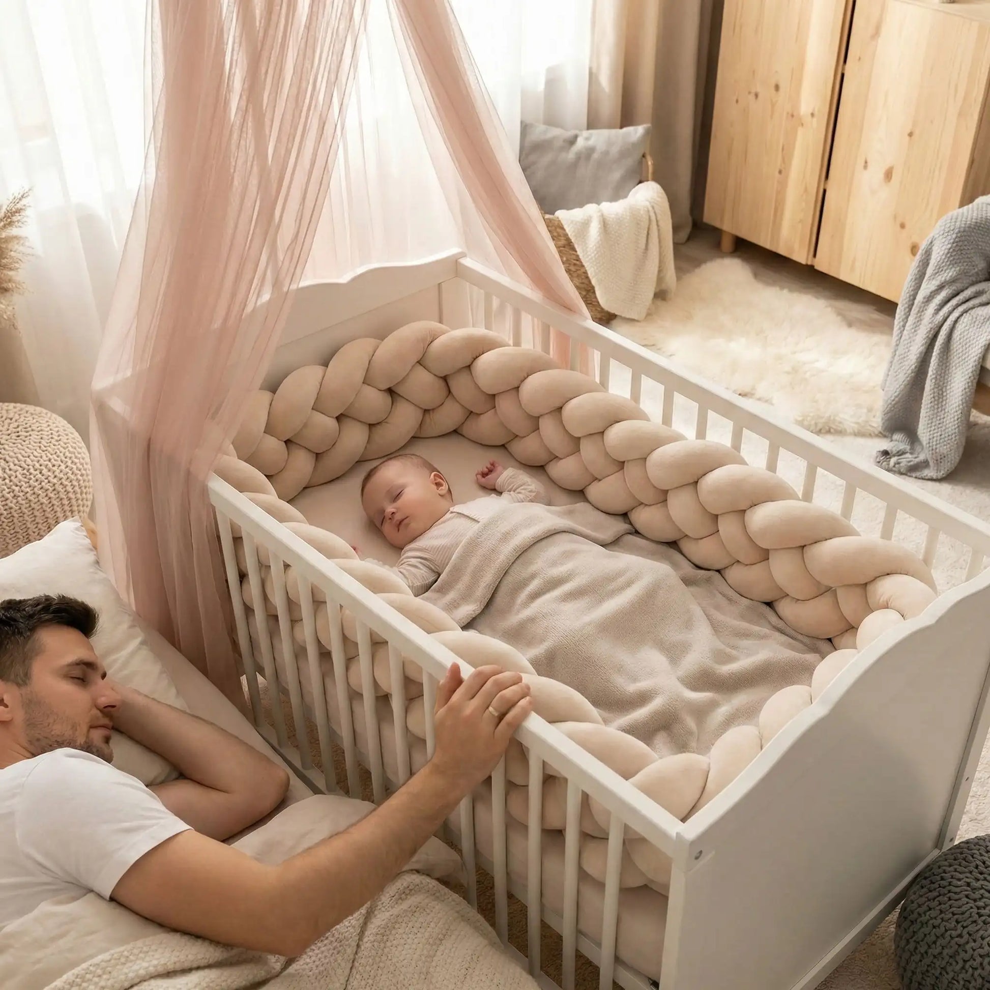 tresse tour de lit kakhi doux